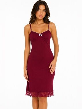 Romee coquette dress Y2K slip dress, ribbed chemise lace hem soft girl aesthetic